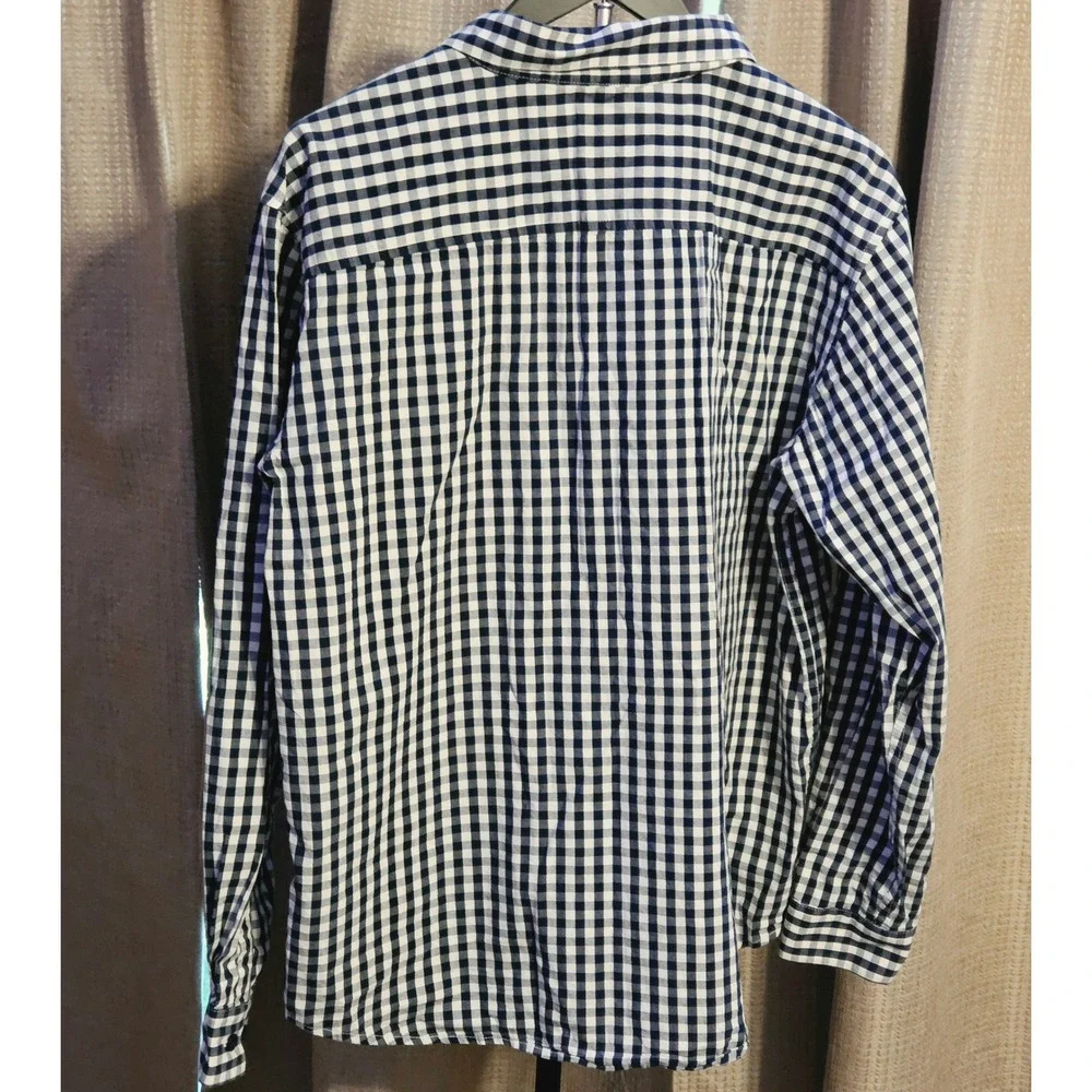 Columbia Gingham Pattern Button Down‎ Dress Shirt Mens Size Large Navy White